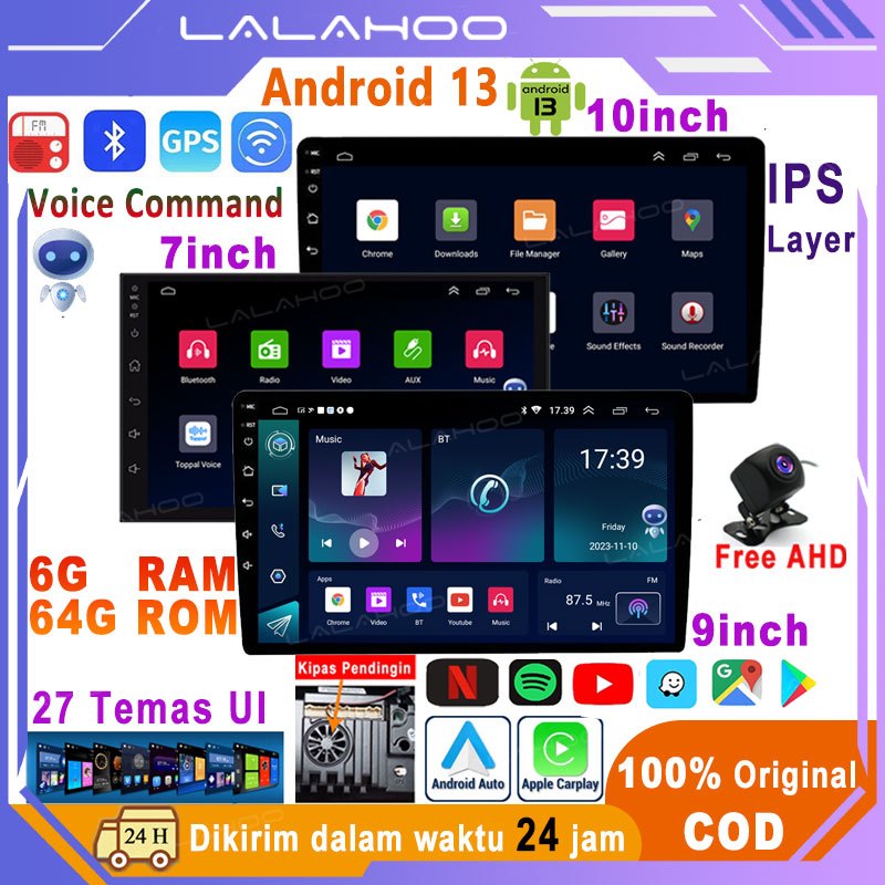 Dual Fanlalahoo 8G+128G Android 13 Head Unit 7/9/10 Inch Ips Layer Car Navigation for Toyota Daihatsu Mitsubishi Honda Suzuki Hyundai Nissan Android 9 Inch Car Stereo Radio Car Multimedia Mp5 Gps Wifi Youtube Eq Carplay Mirrolink Harga 120,500 rupiah*Gratis Ongkir