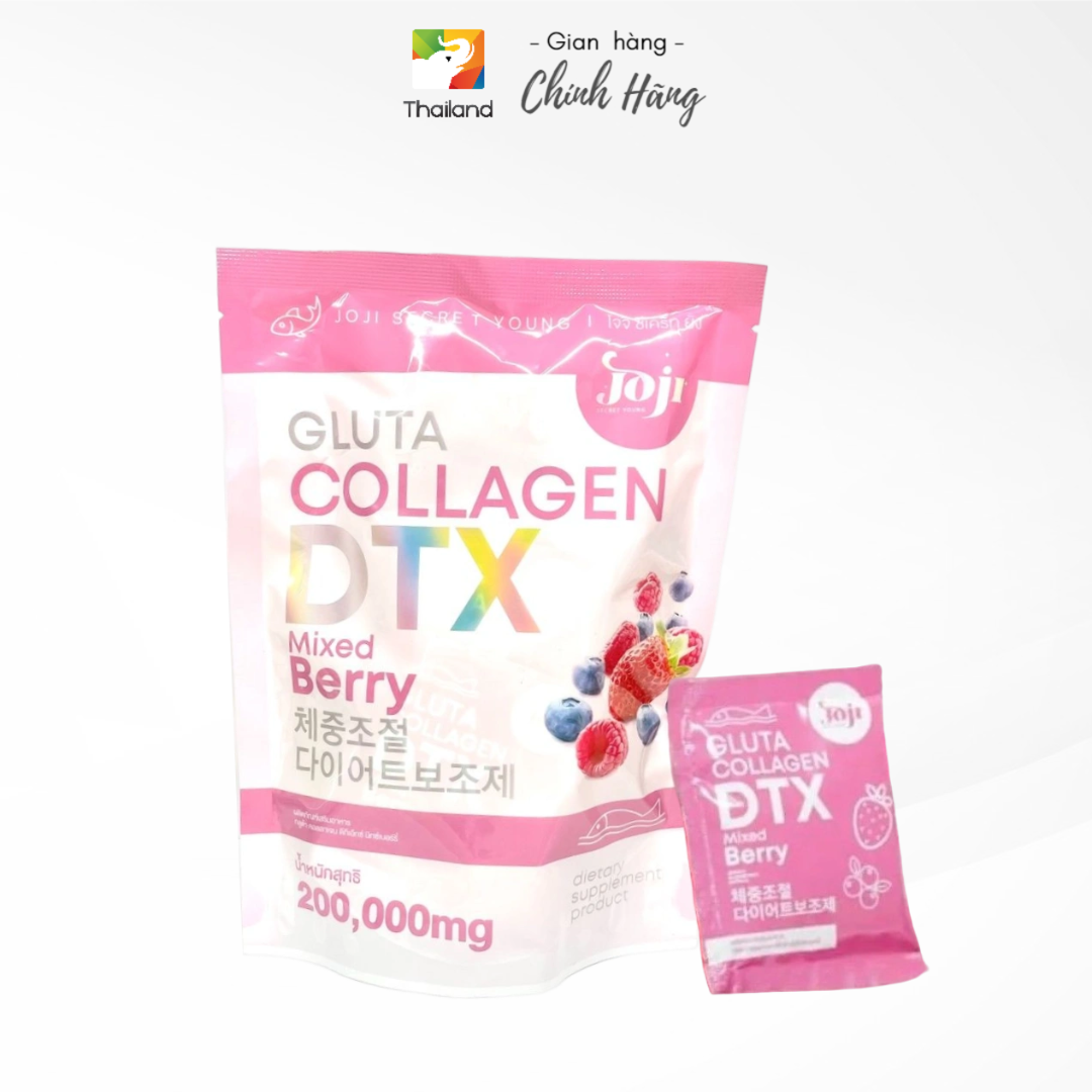 Giữ dáng, đẹp da Joji Gluta Collagen DTX mixed Berry bổ xung Collagen vs Glutathione Thái Lan