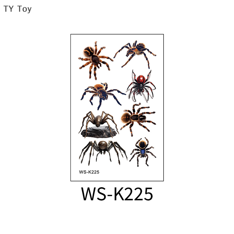 TY 2 Sheets Halloween Kỳ Nghỉ Khuôn Mặt Trang Điểm Và Khủng bố Spider Và Sẹo Mặt Nạ Thiết Kế Giả Tạm Thời Không Thấm Nước Hình Xăm Sticker