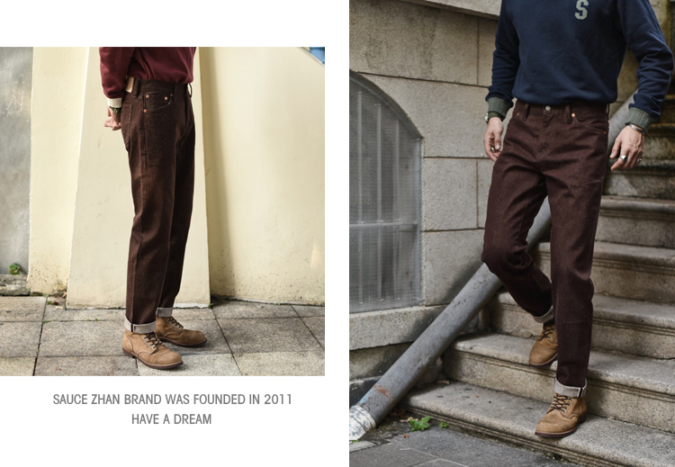 AQLKY Saucezhan Men Jeans Brown Jeans Men Jeans Trousers Selvedge Denim Jeans for Men Taper Fit Mens Jeans vintage 13.8 Oz FGUOP · v2