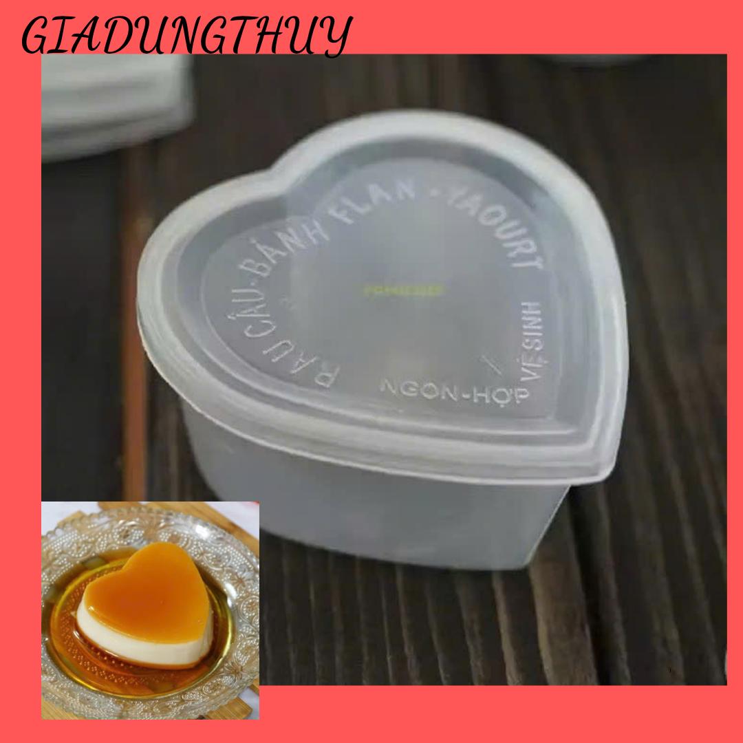 Hủ bánh flan nhựa Vĩnh Trường hình trái tim ( 50 hủ )- Hủ nhựa làm bánh flan, Caramen có nắp cao cấp tiên dụng