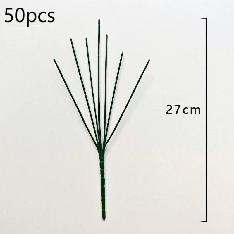 Batang Bunga 50cps Tangkai Bunga Plastik Tangkai Bunga Cabang 7 Cabang 27cm Kawat Batang Lilin