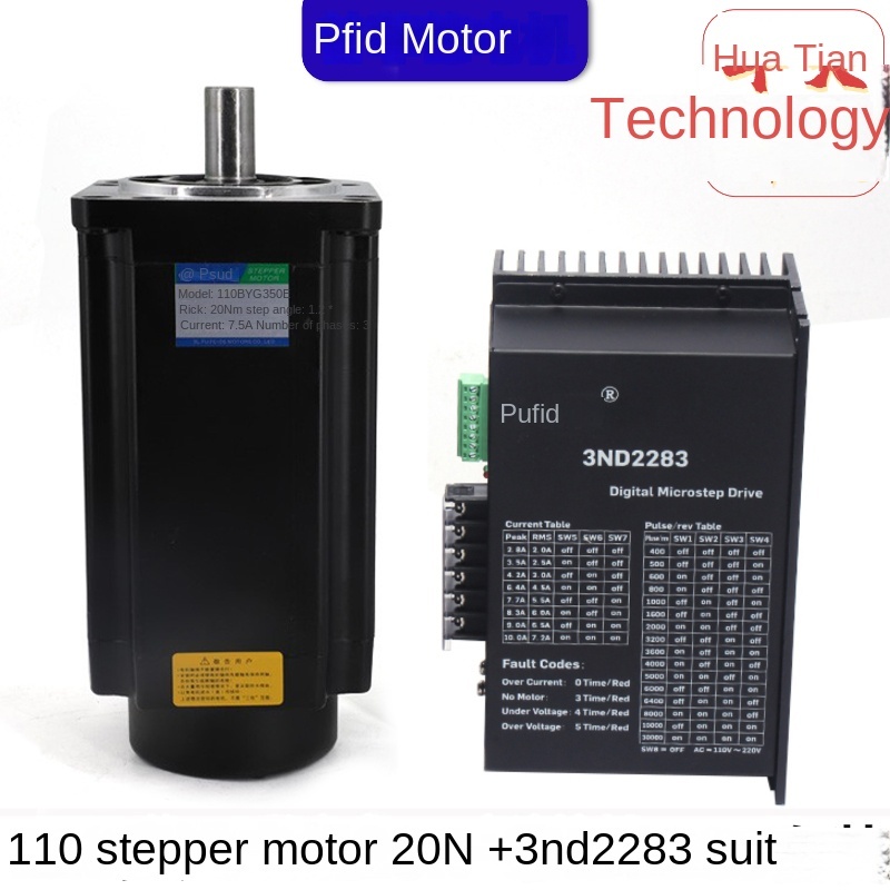 Bộ Động Cơ Bước 3 Pha 110 20N Driver 3ND2283 tùy chọn: 110BYG350D 20N.m + Driver 3DM2283 Prfid - 220V, DSP Chip, 8-20N.m Cho CNC, Tự Động Hóa