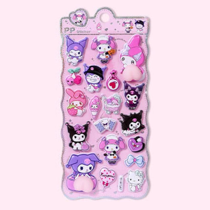 JOYNCLEON Sanrio สติ๊กเกอร์ผิวนุ่ม3มิติน่ารักสำหรับตกแต่งเคสโทรศัพท์ตัวละครทำนองและคุโรมิของฉันดีไซน์น่ารัก