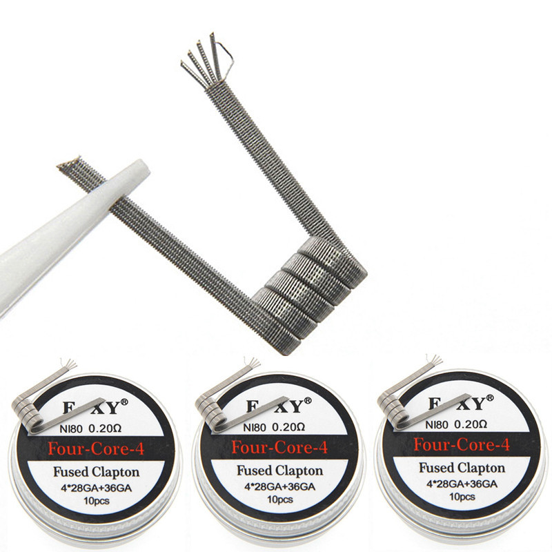 10 cái/hộp nichrom hợp nhất clapton cuộn đôi/tri/bốn lõi ni80 0.45ohm 0.31ohm 0.2ohm premade cuộn ni80 điện trở tự làm dây truyền nhiệt