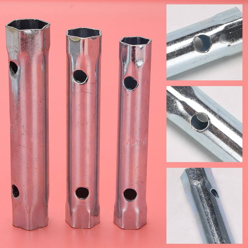 10Pcs 6-22mm Metric Tubular Box Wrench Set Tube Bar Spark-Plug Spanner Steel Double Ended for Automotive Plumb Repair