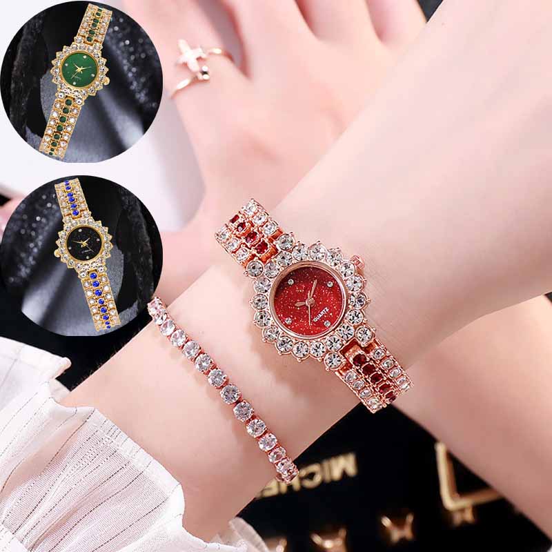 Đồng hồ nữ đính đá cao cấp sang trọng, dây titan ko gỉ, mặt tròn nhiều màu, dự tiệc, quà tặng Mã DH94