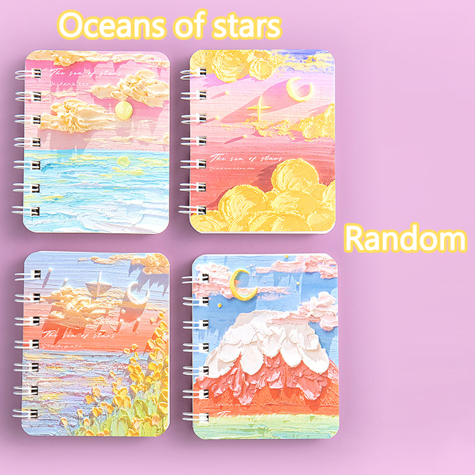 mini diary book diary A7 Cute Mini Spiral Notebook Cartoon Diary Notepad Coil Book School