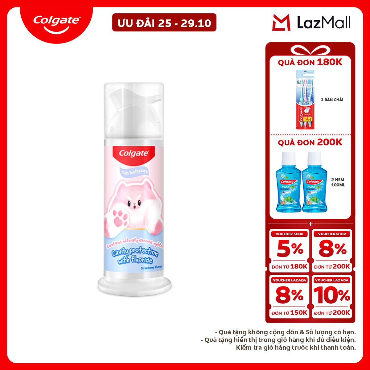 Kem đánh răng Colgate cho trẻ em Fluffy hương dâu, dạng nhấn dễ sử dụng 85g