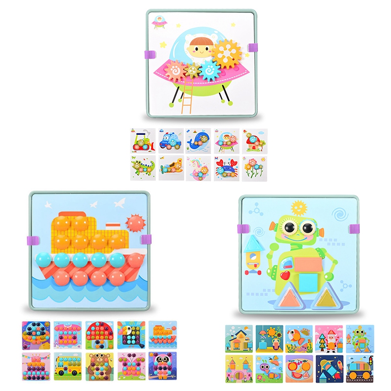 Children's Nail Puzzle Fun Building Block Toy Large Particle Button Assembly Gift(A)