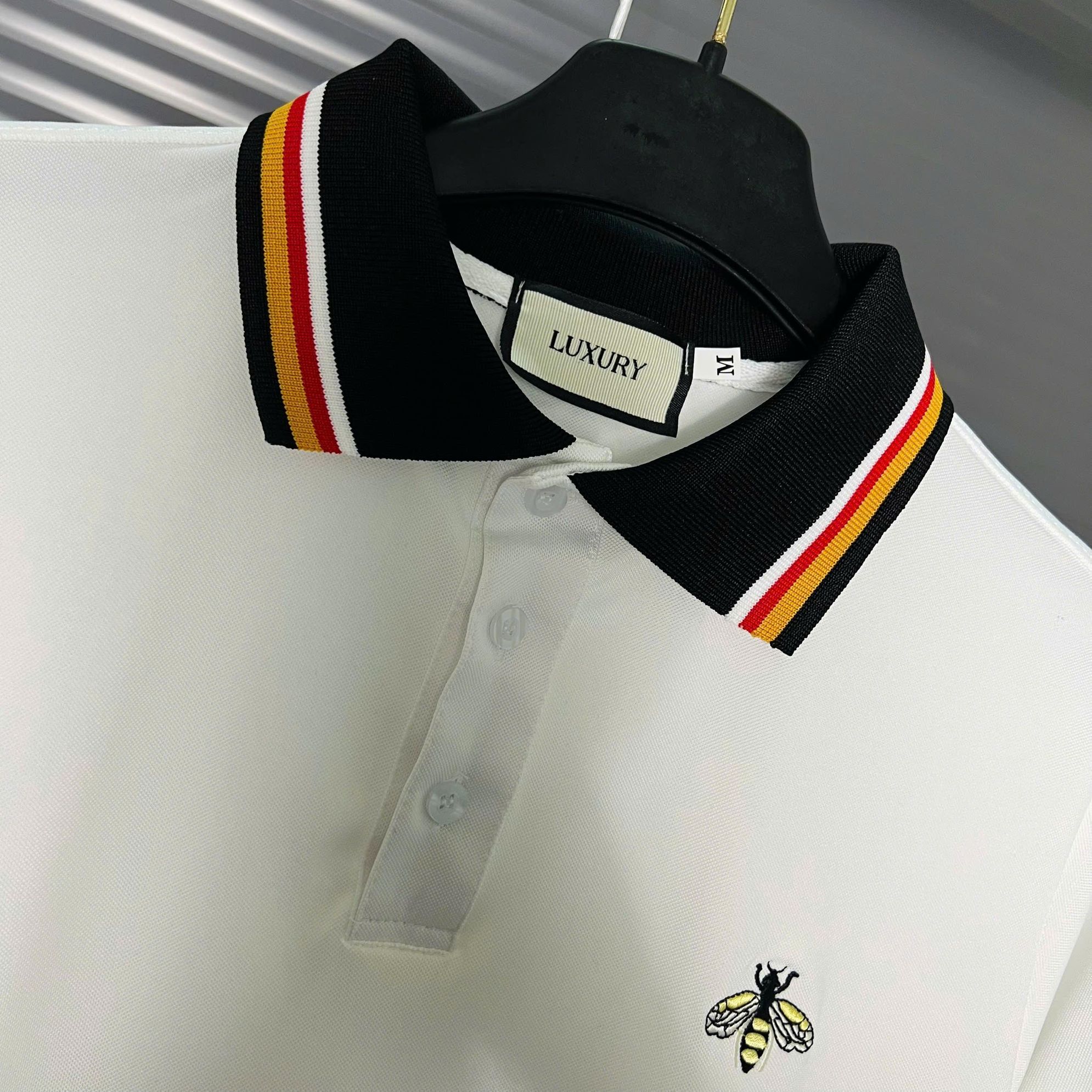 Áo Thun Polo Nam GC cổ áo viền thêu 2 màu xanh ,đen ngực thêu con Ong  nhỏ Màu trắng sang trọng thoát mát  Menswear - 2