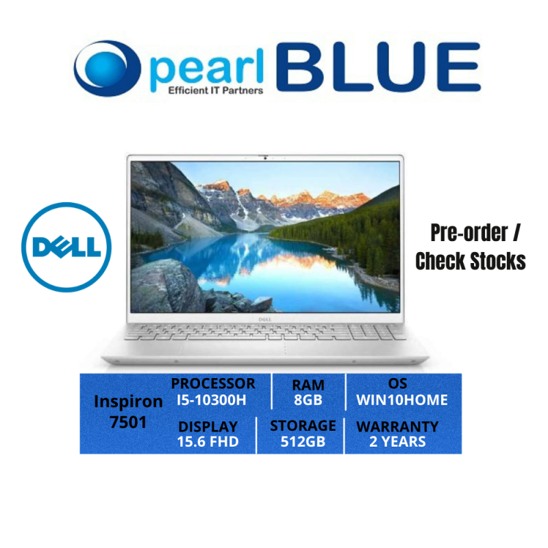 Dell Inspiron 15 | 7501 | I5-10300H | 8GB | 512GB | 15.6 FHD | 1.75KGS | WIFI6 | WIN10HOME | 2 YEARS WARRANTY