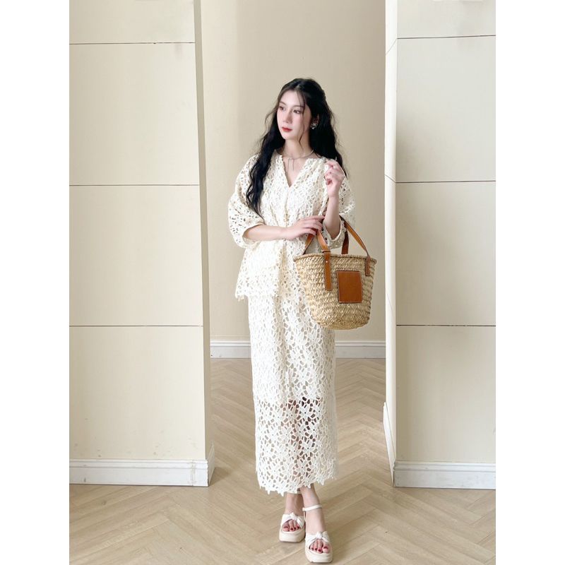 Set ren chỉ Hàn quốc, set ren nữ tính nhẹ nhàng, set ren Petbychang