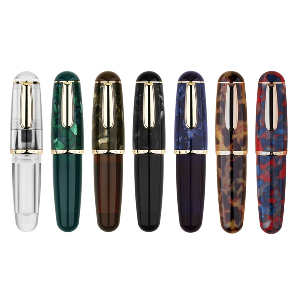 Majohn Q1 Mini Gỗ/trong suốt Acrylic Pocket-Kích Thước Eyedropper Bút máy Iridium EF/F/M Nib Xách Tay bút mực Viết Bộ Quà Tặng