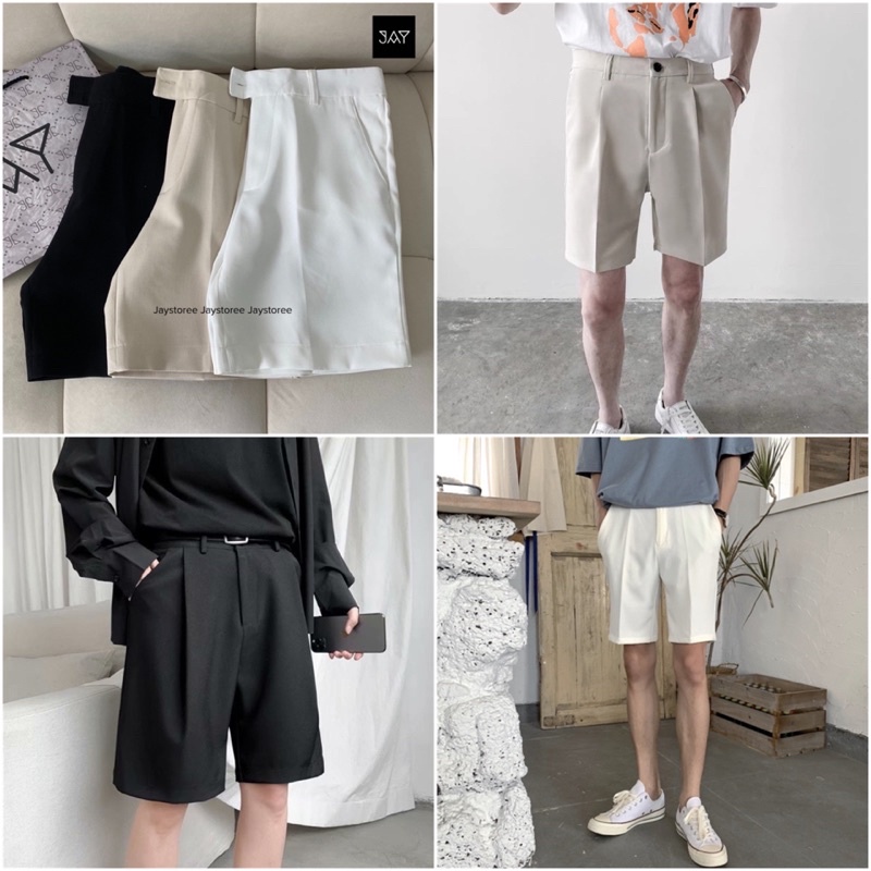 Quần Short Tây BAZI vải kaki màu ĐEN/BE/TRẮNG  Nam nữ unisex  Quần ngố baggy kaki