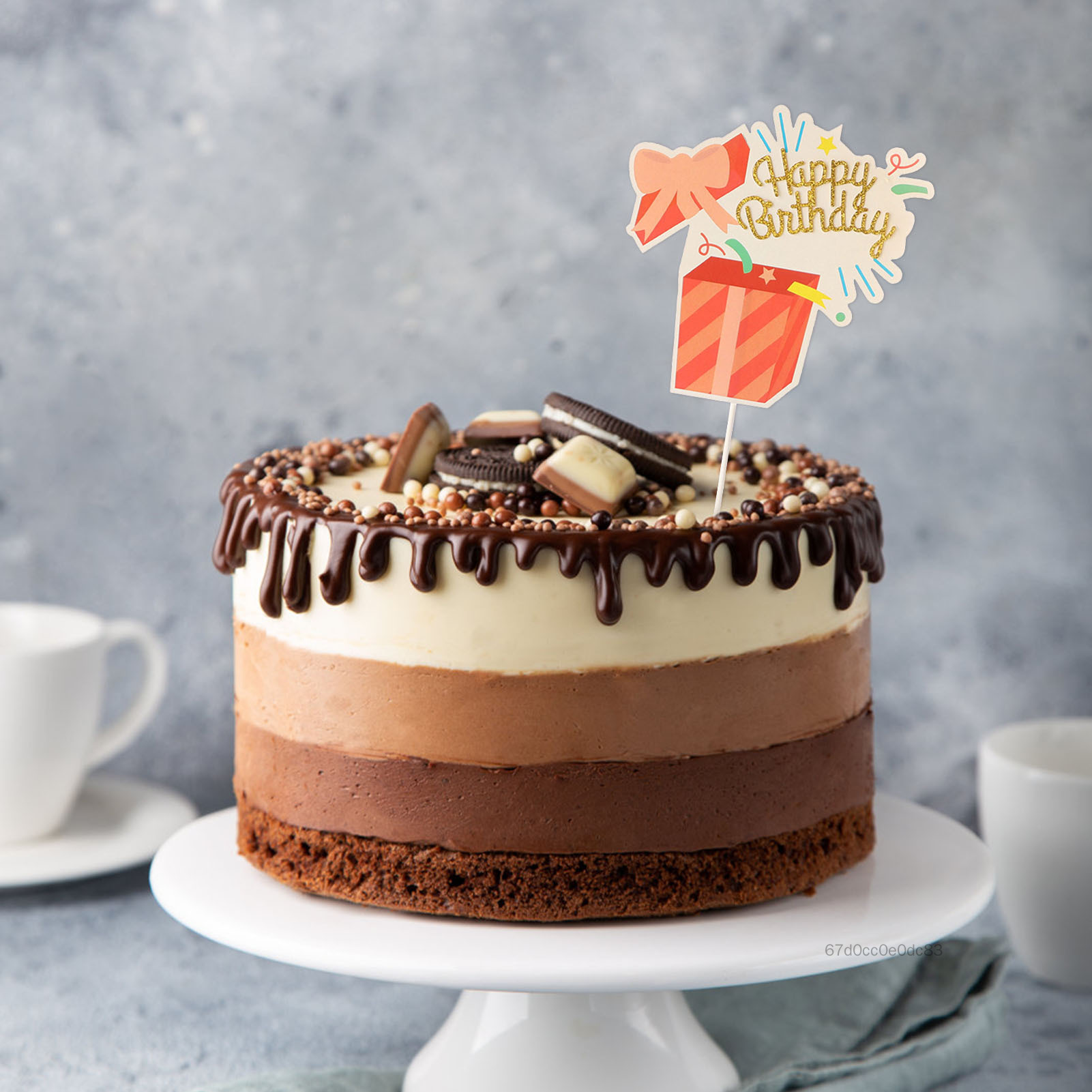 G-club Happy Birthday Cake Topper Sparkling Safe Paper Material Decorations Cake Toppers for Theme P