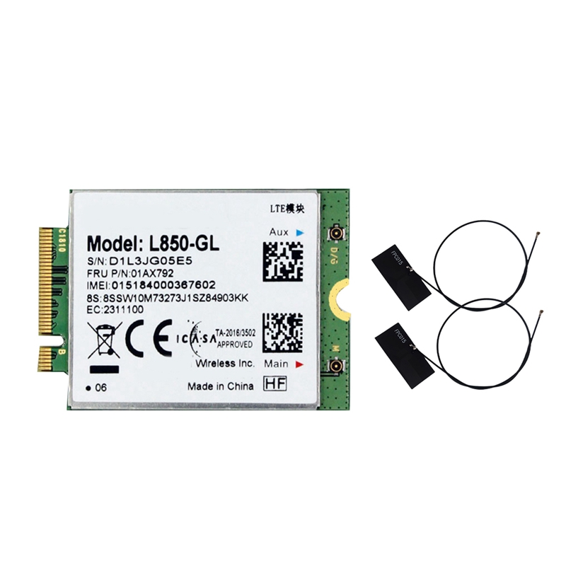 L850 WiFi Card+2XAntenna Spare Parts Accessories 01AX792 NGFF M.2 Module for T580 X280 L580 T480S T480 P52S