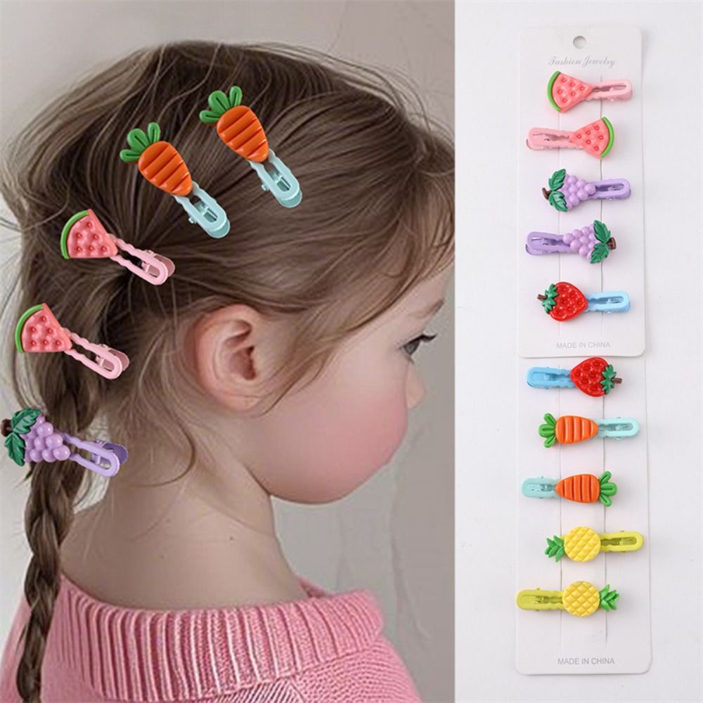 SALAD 10 PCS Ice Cream Color Children Hair Clips Resin Hair Edge Clip Headdress Girls