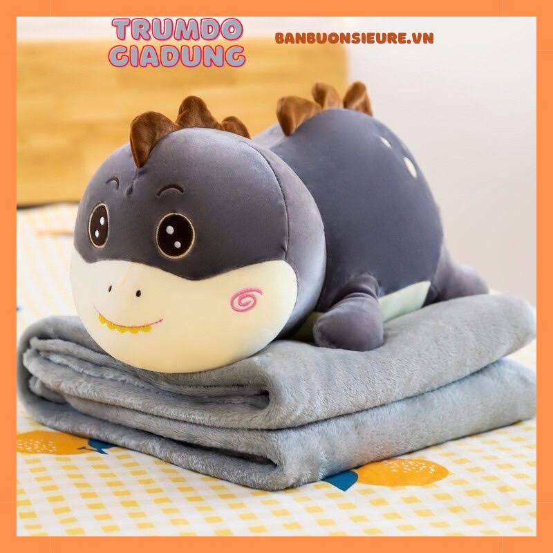 Bộ chăn gối văn phòng hình khủng long nằm Funny size 55cm siêu dễ thương