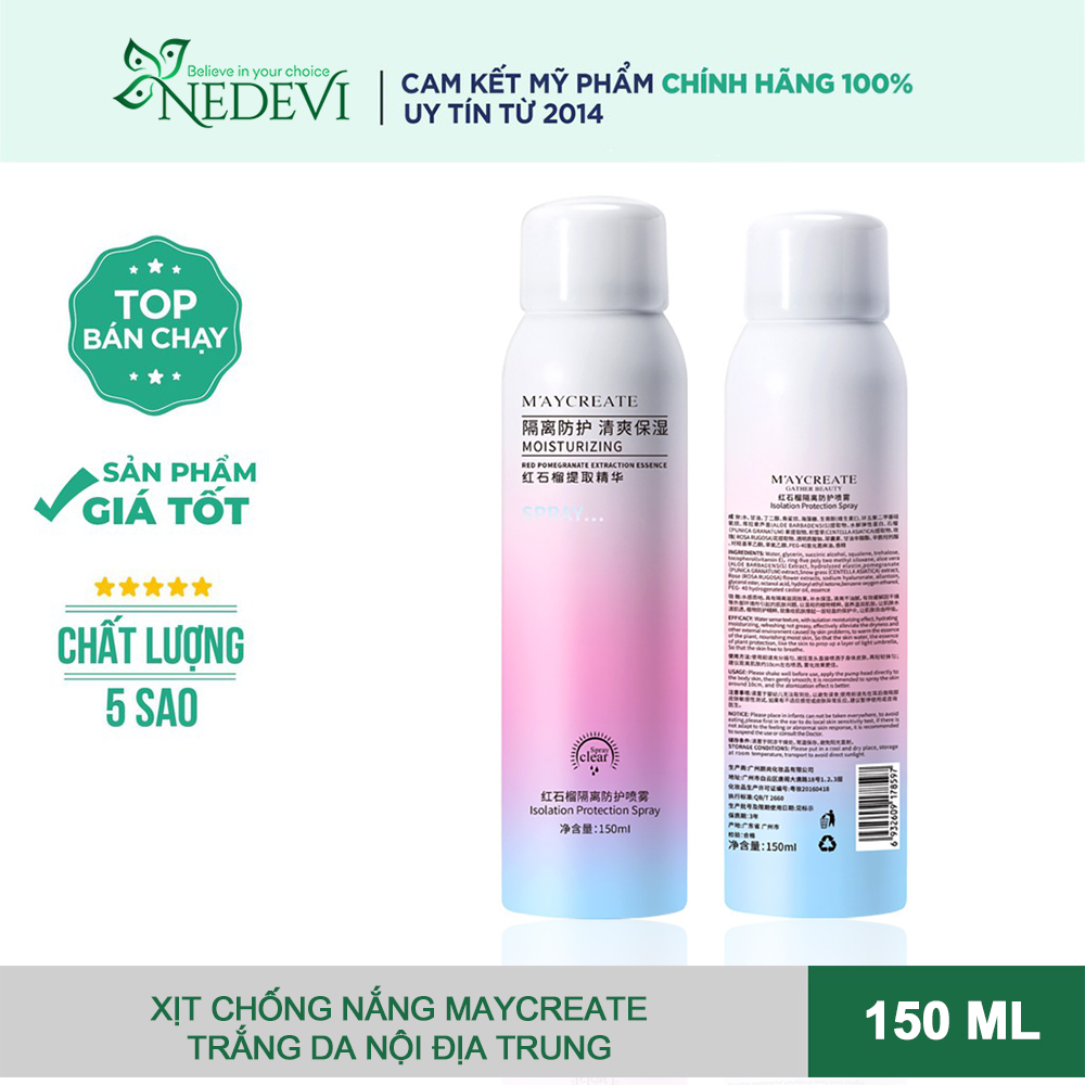 Xịt Chống Nắng Maycreate Chính Hãng, Chống Nắng, Dưỡng Trắng Da