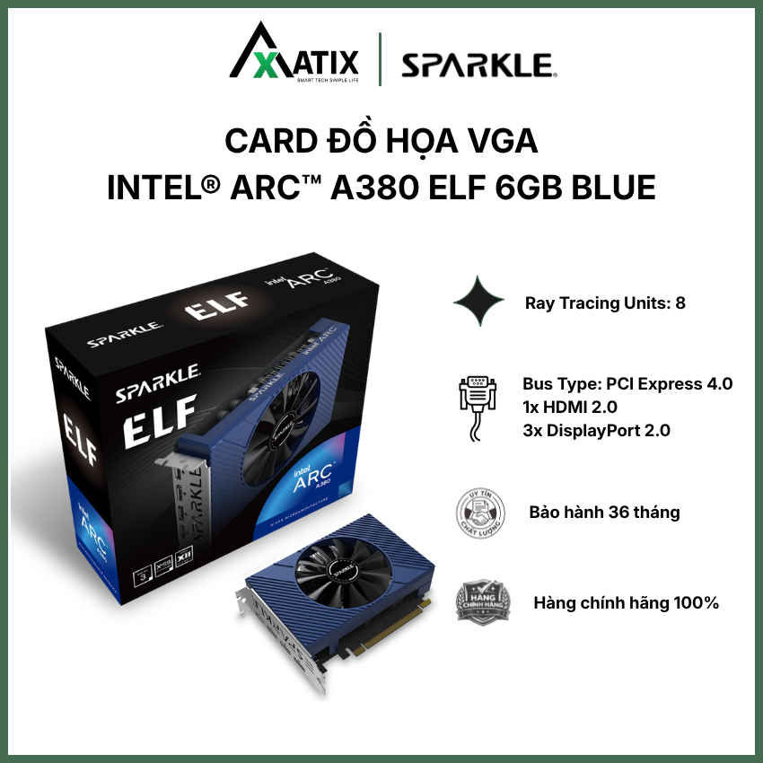 [CHÍNH HÃNG] Card Màn Hình Vga SPARKLE Intel® Arc™ A380 ELF 6GB GDDR6 | 1 Fan - Bảo Hành 3 năm Giá 6,950,000 Đồng*Miễn phí vận chuyển