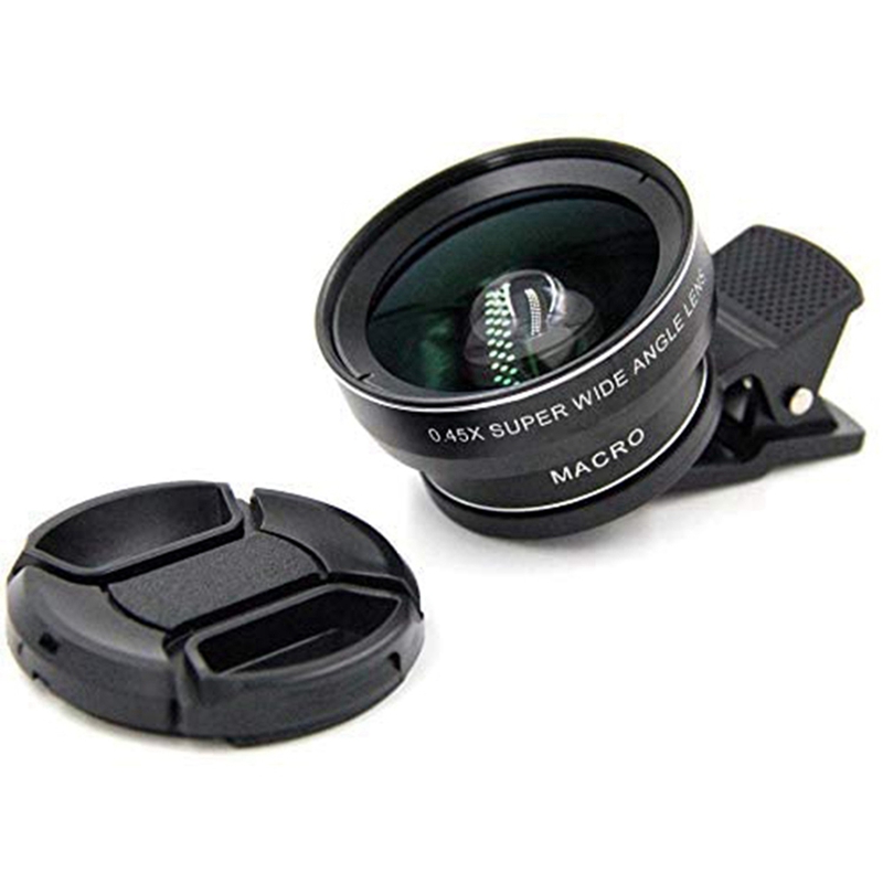 Dpnvwf-2pcs fish eye phone lens, 0.45x phone with hd camera lens macro clip lens wide angle lens lens for camera