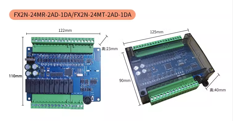 Board Mạch Lập Trình PLC KW FX2N/ KW2N 24MT 14 input 10 Output Transistor, 2AD/1DA, RS232/MD8/RS485/RTC, 24VDC, GX Works2, 2 Đầu Ra Tốc Độ Cao 100kHz - 24MT RTC - VỎ NGOÀI