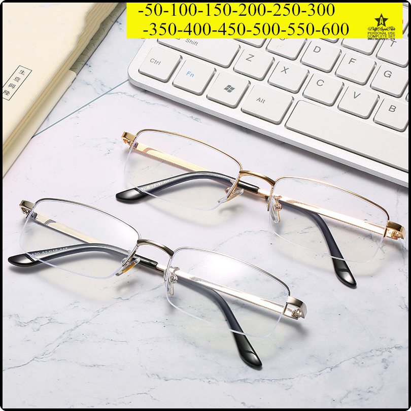 [oowld] Finished Myopia Glasses Women Men Half Frame Fashion Sutdent Short-sight Eyewear -0.5 -1.0 -1.5 -2. 0 -2.5 -3.0 -4.0 -4.5 -6.0