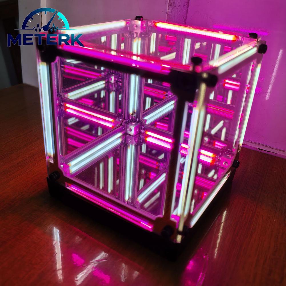 Meterk Infinity Mirror Cube Light Mirror Cube 4D Table Lamp Pink and White Lighting for Gaming Room Decor