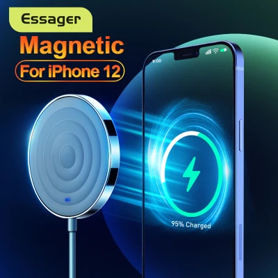 Essager 15W Qi Magnetic Wireless Charger Support Magsafe For iPhone 12 11 Pro Max Mini Xs X Xr 8 Induction Fast Charging Pad For Samsung Xiaomi