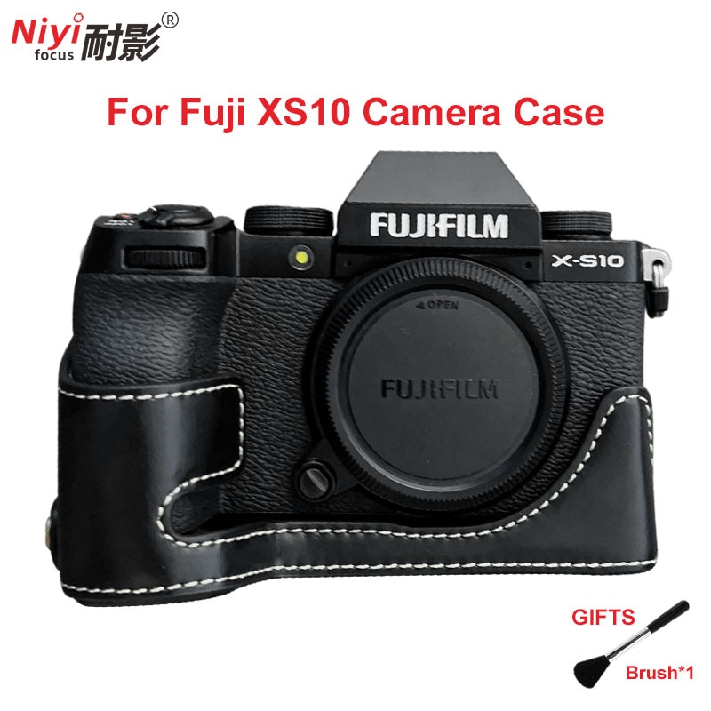 Chất liệu da PU máy ảnh nửa trường hợp cho Fuji xs10 x-S10 đáy máy ảnh pin phiên bản mở đầu chất liệu da PU trường hợp máy ảnh Fujifilm xs10 X-S10