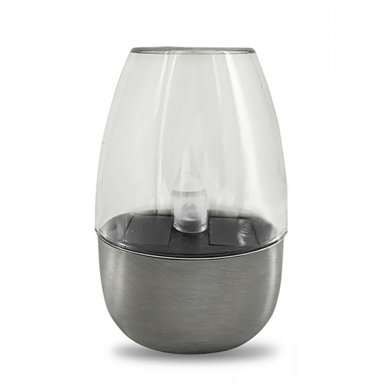 1 Pc Outdoor Solar Powered LED Stainless Steel Candle Wine Glass Light/ Home Indoor Garden Creative