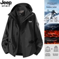 Jeep tinh thần Unisex 3 trong 1 lông cừu có thể tháo rời lót áo khoác Windproof ngoài trời ấm áp áo choàng đi bộ đường dài vài áo khoác ngoài