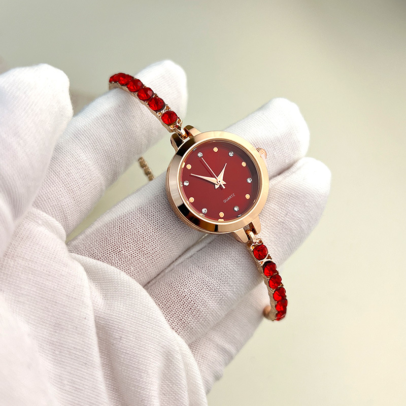 Đồng Hồ Phong Cách Hàn Quốc mới Đồng hồ kim cương màu nữ sinh viên Đồng hồ đeo tay kiểu dáng vòng tay điều chỉnh miễn phí