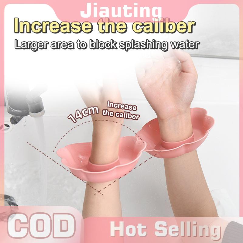 Jiauting 1 cặp rửa mặt Spa cổ tay ban nhạc đồng hồ Silicone rắn màu không thấm nước Cuff dây đeo cổ tay phụ kiện tóc headwrap trang điểm công cụ