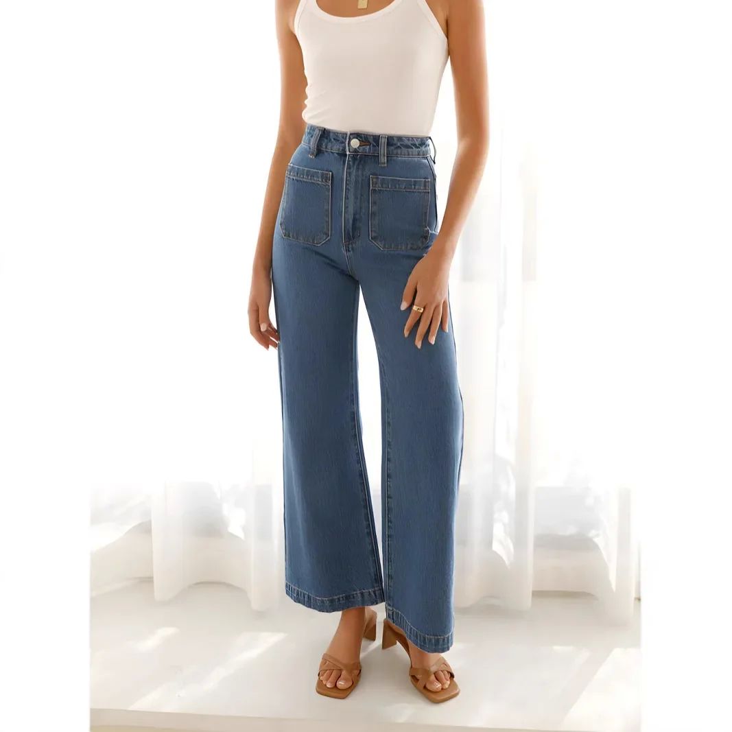 New style jeans for women Fashionable Casual Loose Straight Leg Jeans for Women Vintage Style Spring Trendy Pants Comfortable Fit Female Denim Trousers ราคา 8,156 บาท*ส่งฟรี