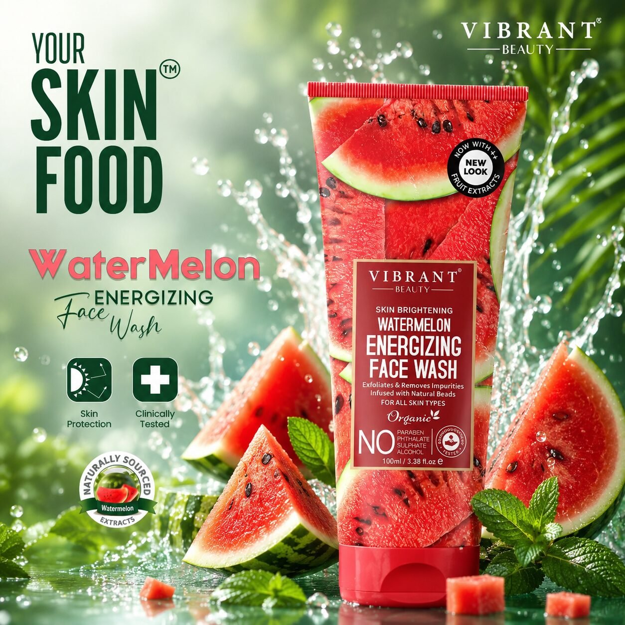 Vibrant Beauty Water Melon Energizing Face Wash | Facial Cleansing Care | 100ml