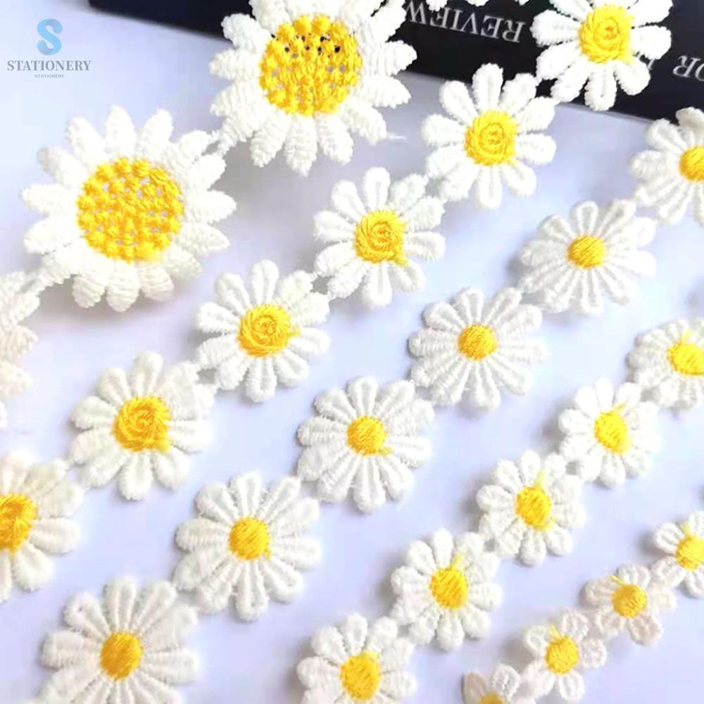 STATIONERY Sáng Tạo 1 sân Handmade Nhỏ Màu Vàng Hoa Mũ Nón Trang Trí Nội Thất Ribbon Nguồn Cung Cấp may TỰ LÀM Thủ Công Daisy Ren TRIM