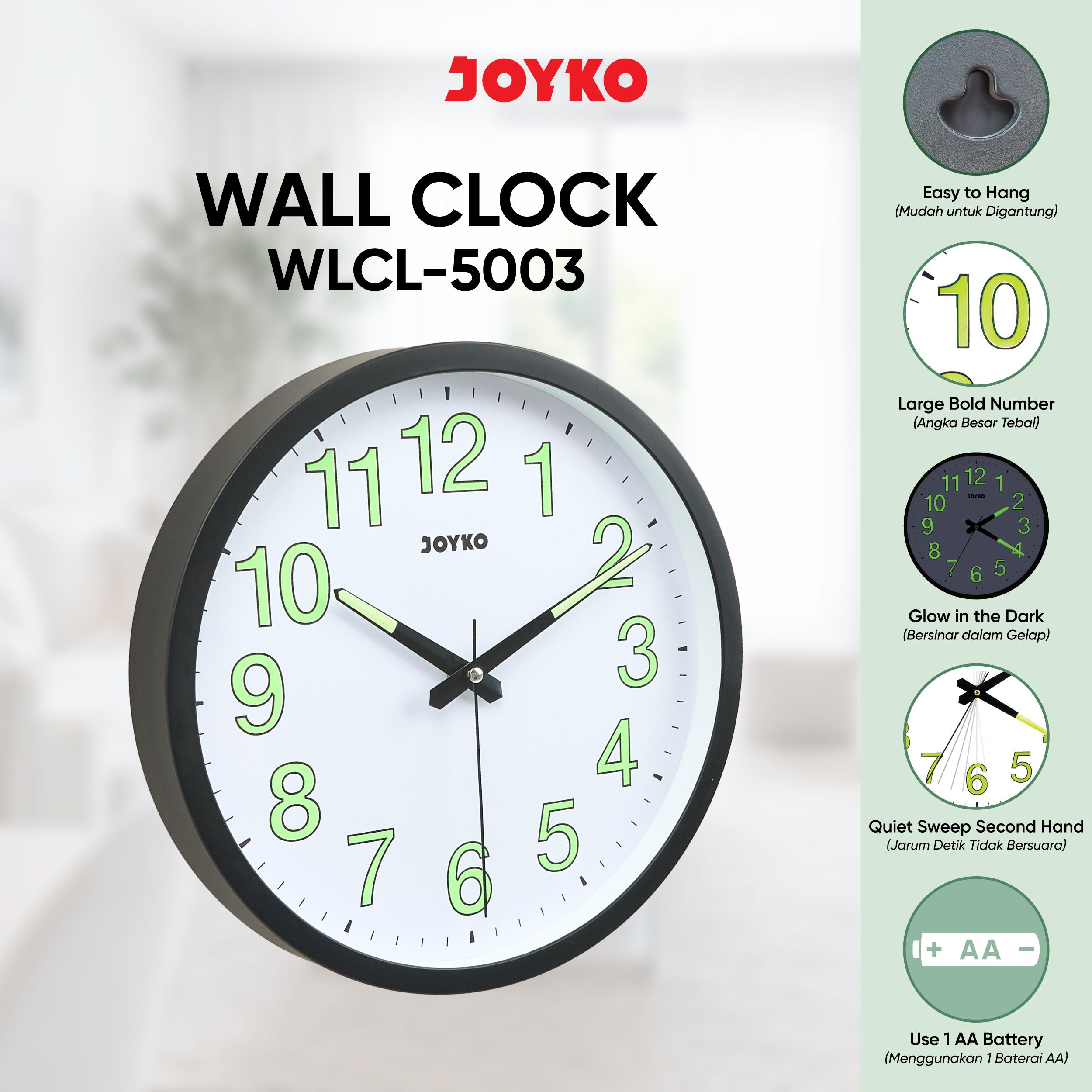 JOYKO Wall Clock Jam Dinding WLCL-5003 Glow in the Dark