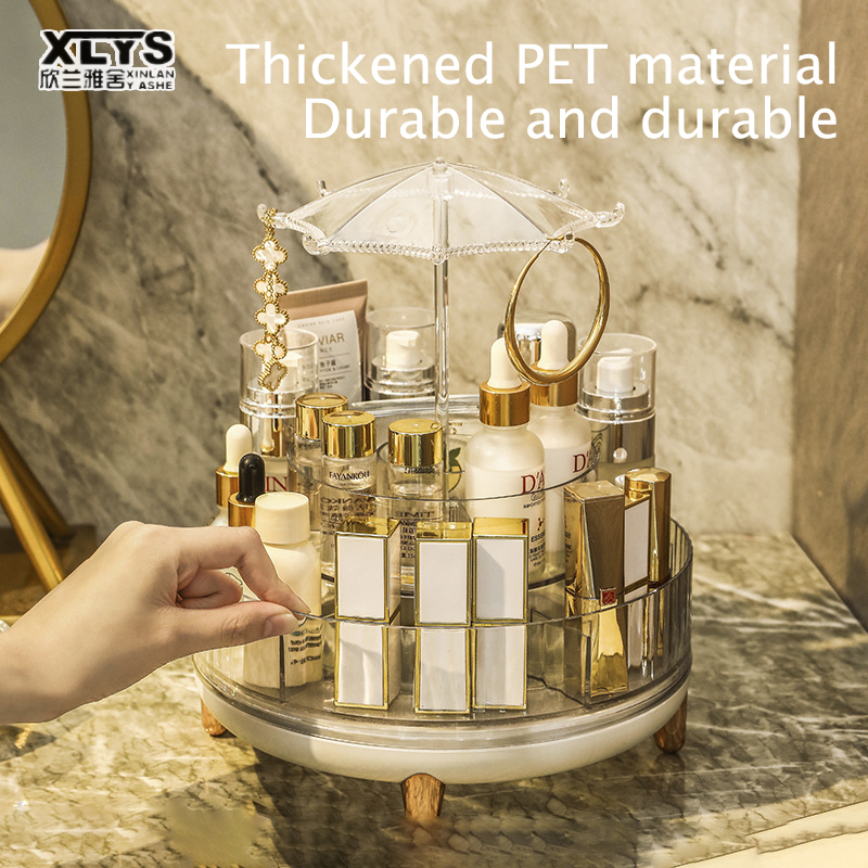 Skincare products, lipstick, dustproof storage rack, desktop dressing table, jewelry box, large capacity rotating cosmetic storage box