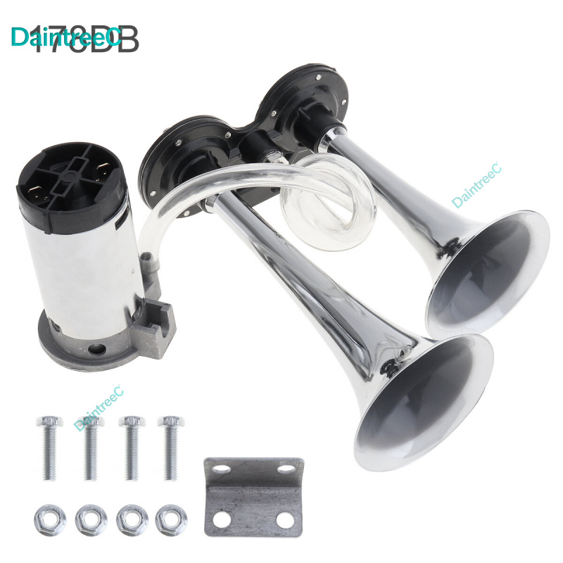 Bộ Còi Hơi Âm Kép Siêu Lớn 12V 178dB Máy Nén Kèn Cho Xe Hơi/Thuyền/Xe Tải Giá 423,749 Đồng*Miễn phí vận chuyển