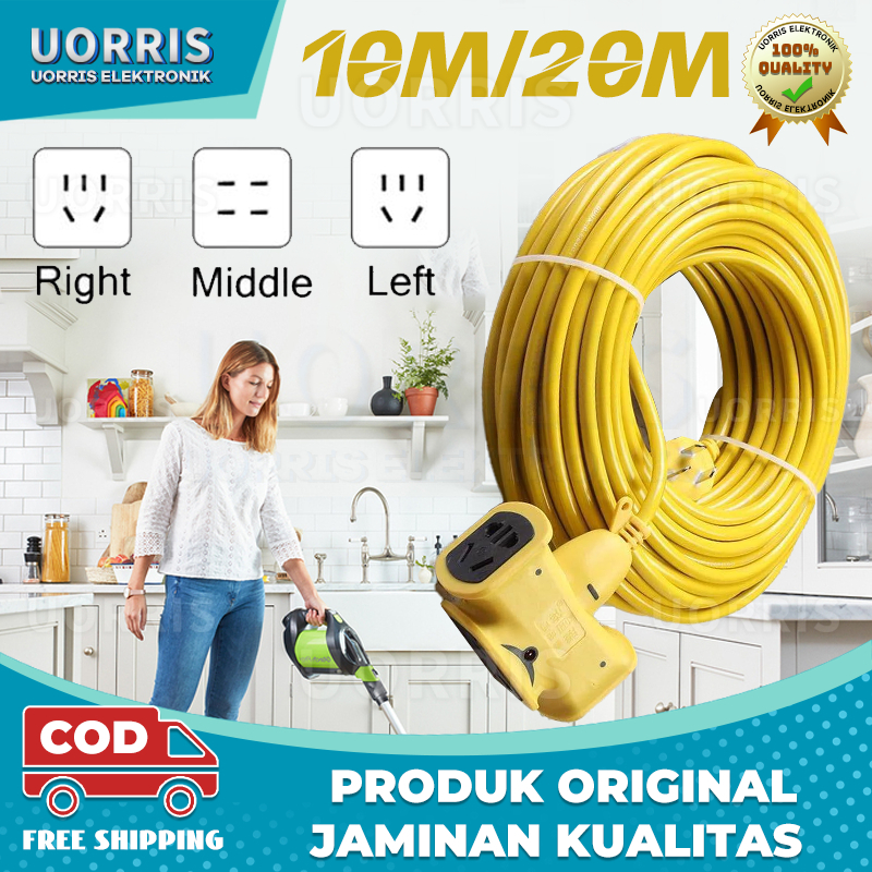 Soket Kabel Ekstensi Pengisi Extension Cord Cable Extra-Long Plug-In Strip 10/20 Meters Pengisi Daya Mesin Pemotong Rumput Penyedot Debu Mobil Listrik Extension Wire Harga 32,800 rupiah*Gratis Ongkir