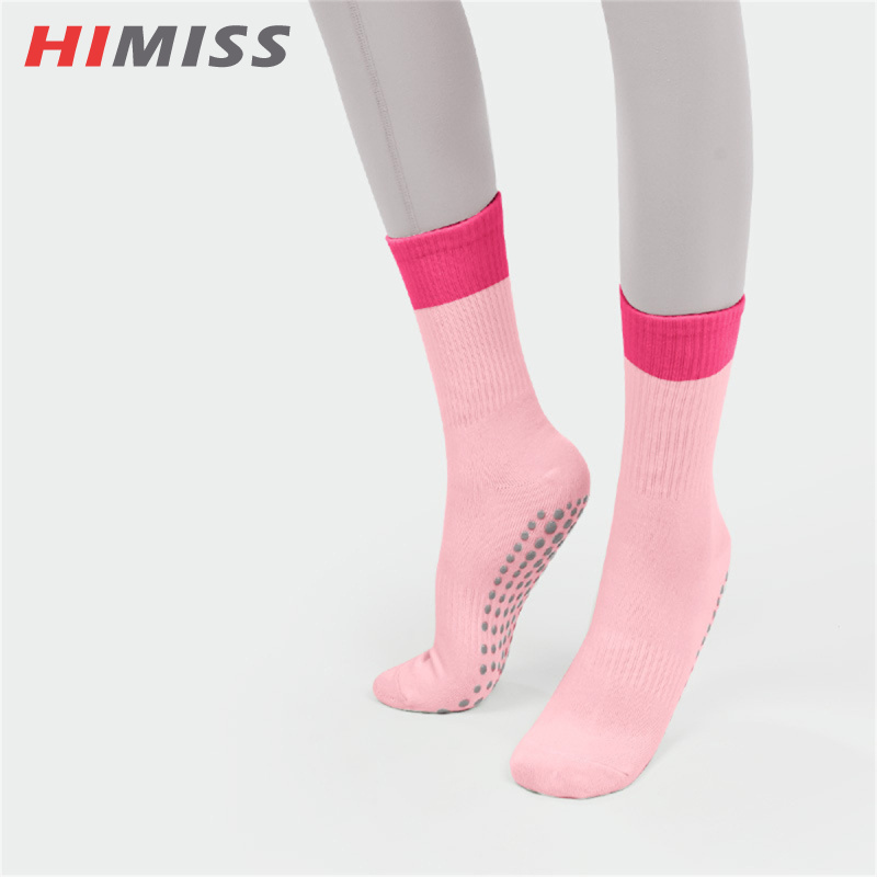 HIMISS Women Yoga Socks With Grips Straps, Non Slip Yoga Socks Cotton Socks Dye Cushioned Crew Socks For Pilates Pure Barre Ballet Dance Barefoot Workout ราคา 80 บาท*ส่งฟรี