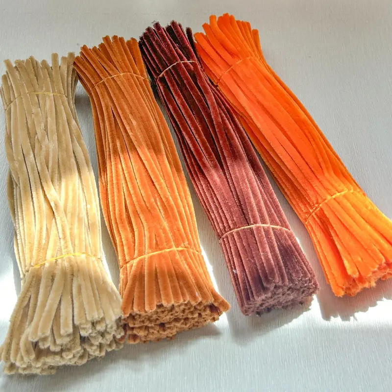 100Pcs 8mm Thicken Chenille Stem Multicolour Fuzzy Wire DIY Artificial Flower Handcraft Decor Suppli