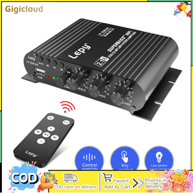 Nhà Bộ khuếch đại tín hiệu 38wx2 12V Bộ khuếch đại công suất âm thanh 2.1 Kênh Tích Hợp Loa mini Amp Hifi Xe âm thanh gia đình Loa Siêu Trầm Khuếch Đại Thiết Bị Âm Thanh Stereo Amp Receiver Cho Xe Nhà