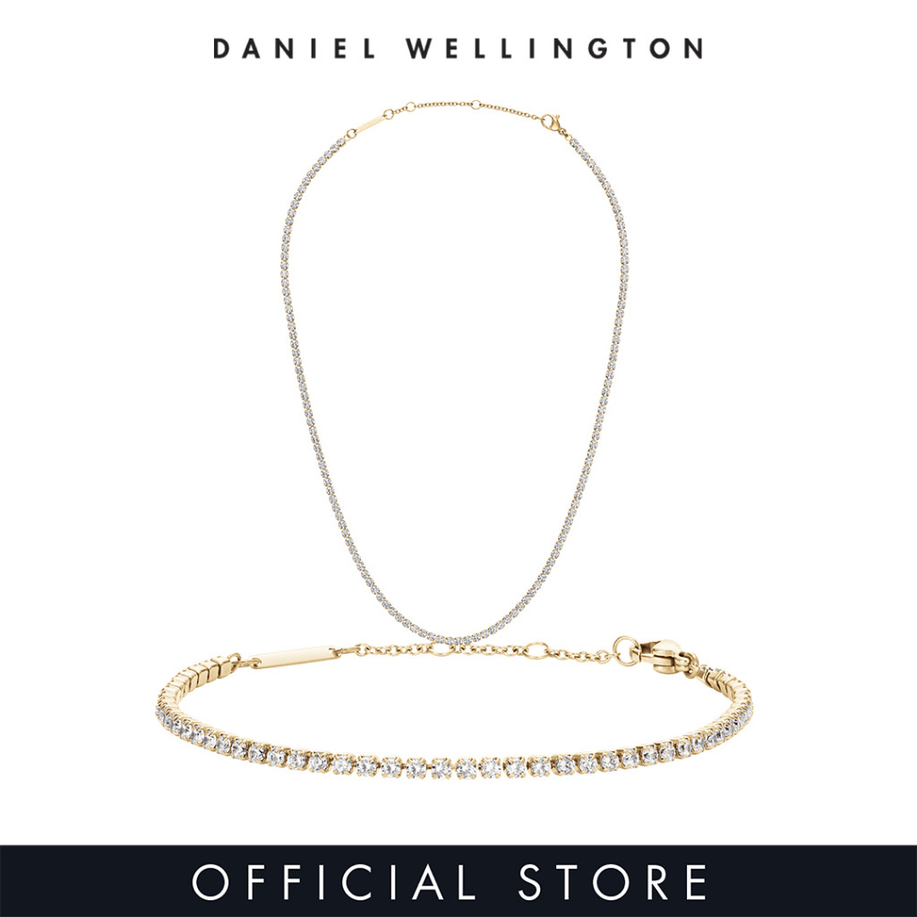 Daniel Wellington Gift Set - Classic Tennis Bracelet G + Classic Tennis Necklace G - Jewelry + Jewelry Set for Female Gift for Women Birthday Annivesary