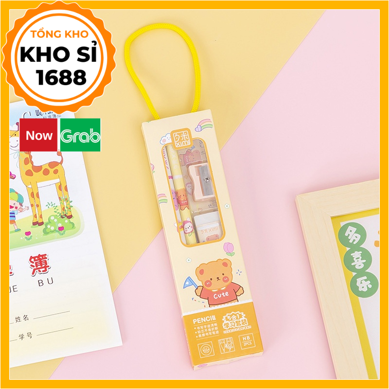 Đồ dùng học tập 5 chi tiết cute quà tặng học sinh - set quà tặng dụng cụ học tập giá rẻ E1422