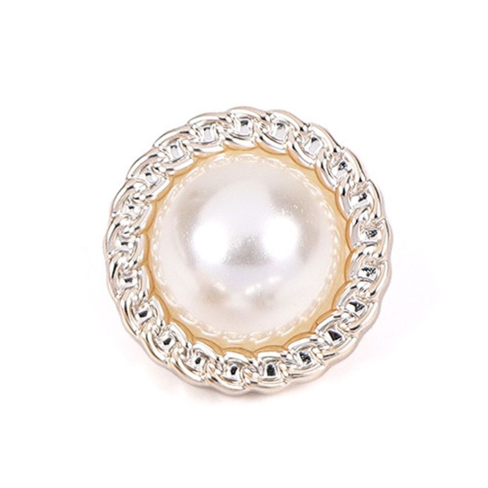 JUVIAAL 50PCS Vintage Pearl Buttons Shiny Round Sewing Button Sweater Alloy Clothing Button Clothing Sewing