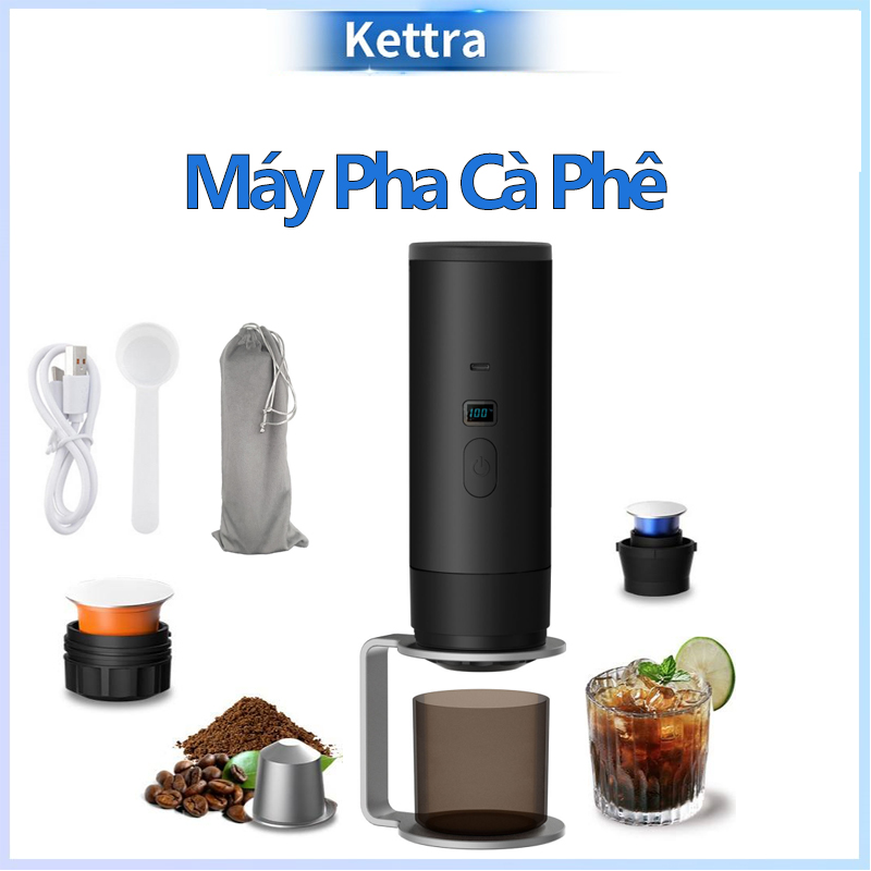Máy Pha Cà Phê Mini Cầm Tay - Viên Nang Làm Lạnh / Nóng Khả Năng Tương Thích Nguồn Cà Phê 15bar, Tự Đun Nóng Máy Pha Cà