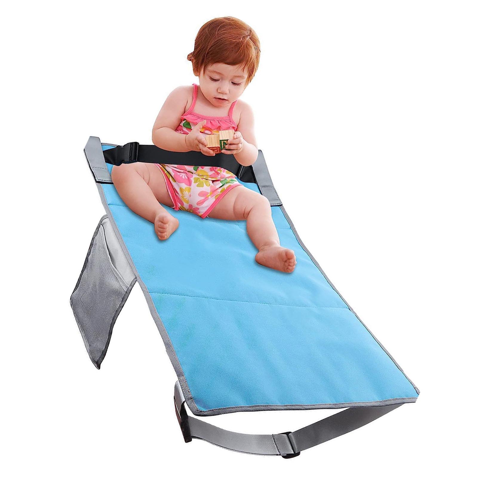 OPPWONG Chỗ để chân máy bay gấp di động cho trẻ em Universal Fit Thoải mái Bộ mở rộng ghế máy bay cho gia đình Bọt biển nylon (Xanh dương)